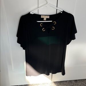MICHAEL Michael Kors Black Blouse with Gold Eyelets